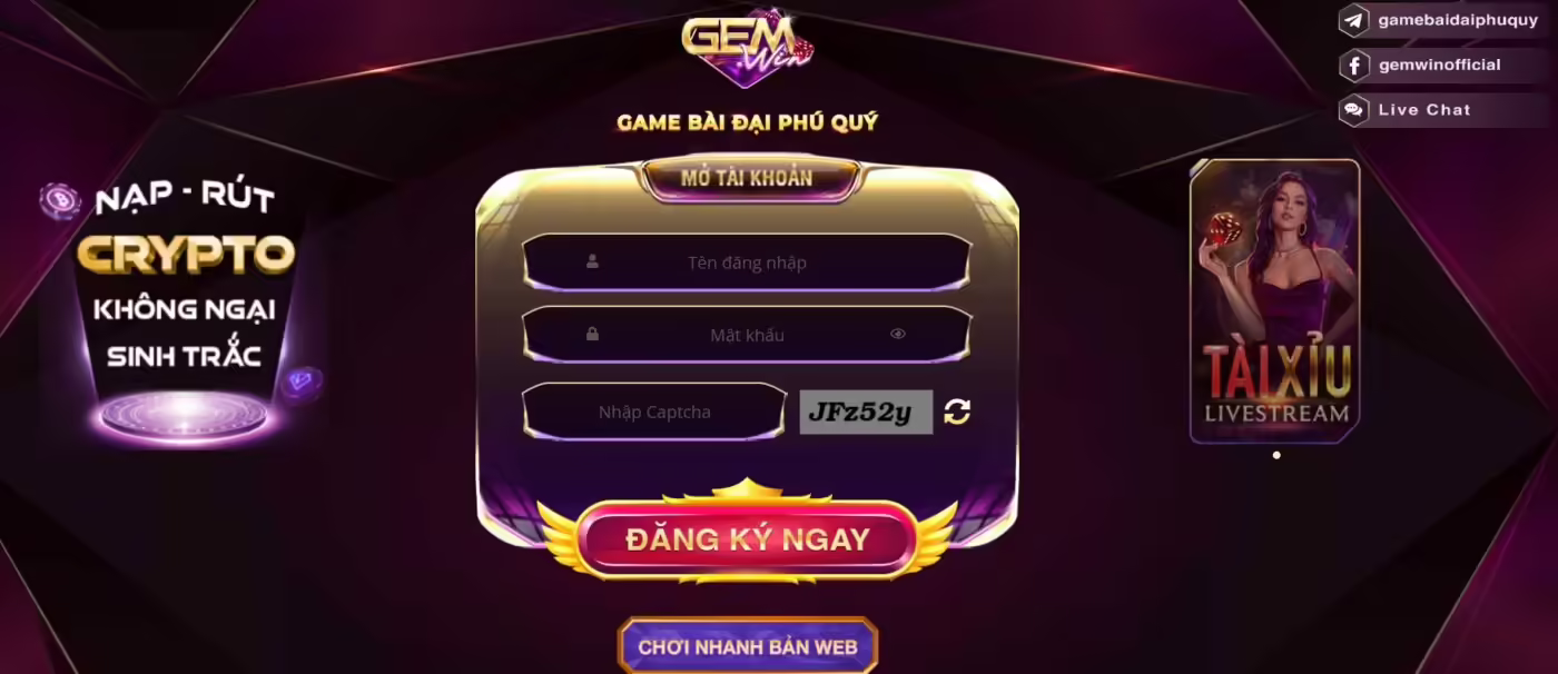 Truy cập website Gemwin chính thức