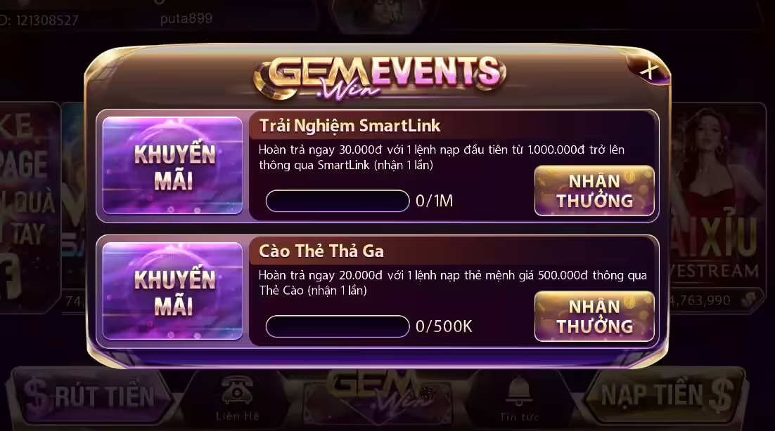 Ưu đãi hấp dẫn, tăng thêm hứng khởi khi tham gia vào cổng game Gemwin