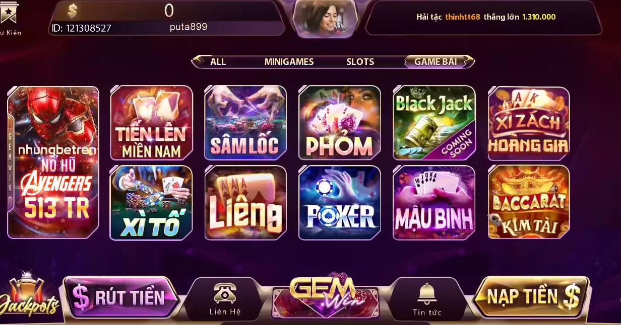 Gemwin sẽ không làm bạn thất vọng với kho game bài đổi thưởng siêu khủng